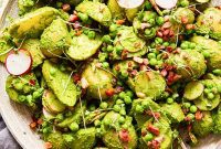 Garden Pesto Potato Salad with Bacon Crumble