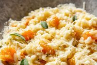 Golden Butternut Risotto with Aromatic Sage and Tangy Chevre