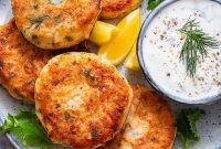 Crispy Salmon Patties with Fresh Chive Garlic Aioli