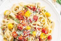 Golden Roasted Cherry Tomato Basil Pasta