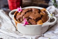 Decadent Chocolate Fudge Cake with Tangy Rhubarb Compote