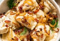 Golden Potato Pierogi with Smoked Bacon and Sweet Onion