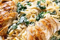 Zesty Lemon Butter Chicken with Creamy Spinach Ricotta Pasta
