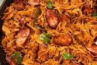 Rustic Kielbasa and Kraut Skillet