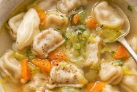 Traditional Russian Pelmeni Soup