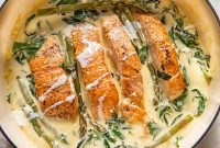 Gourmet Florentine Salmon with Fresh Asparagus and Spinach