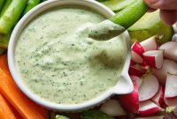 Vibrant Green Goddess Dip with Fresh Vegetables