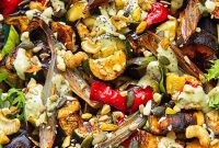Golden Roast Summer Vegetables with Nutty Seed Crunch