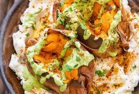 Roasted Sweet Potatoes with Creamy Garlic Tahini