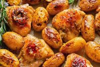 Golden Honey Mustard Chicken with Crispy Potatoes
