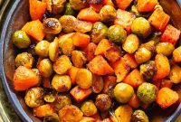 Caramelized Maple-Smoky Sweet Potato & Brussels Medley