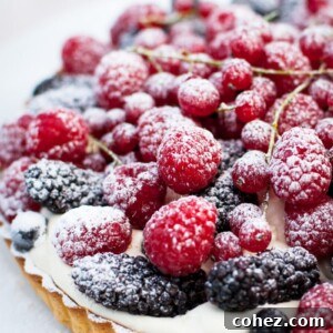 Close up of berries on top of tart