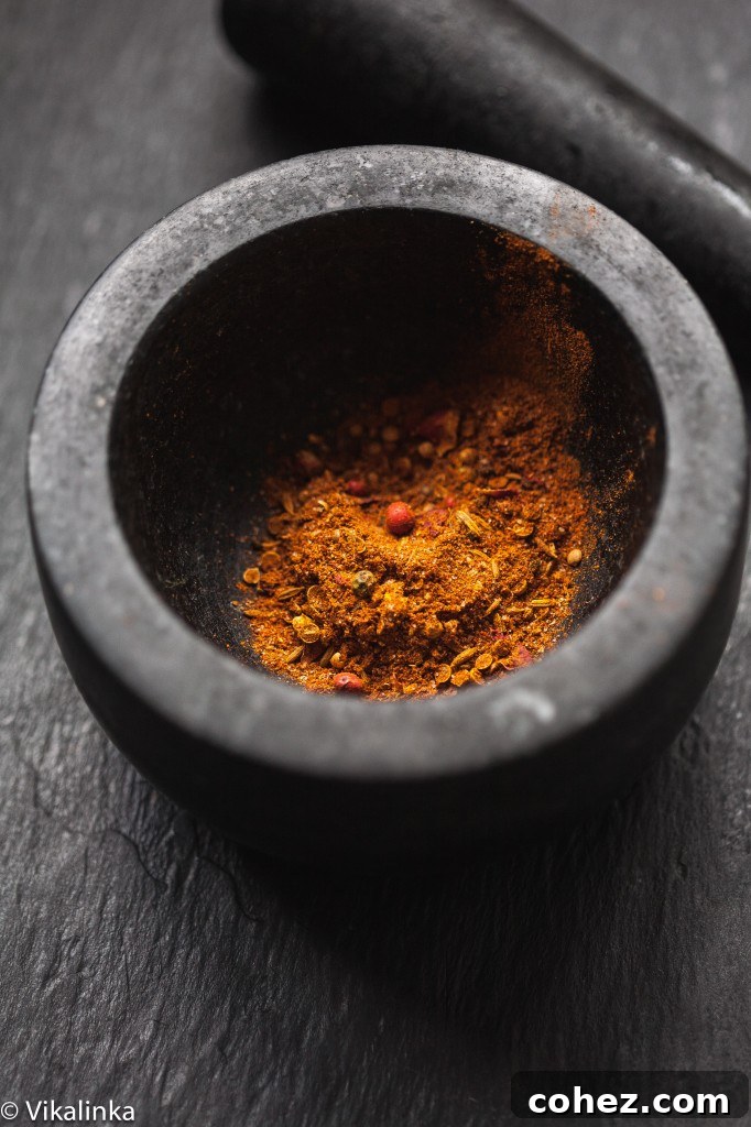 Mortar and pestle with Moroccan spices