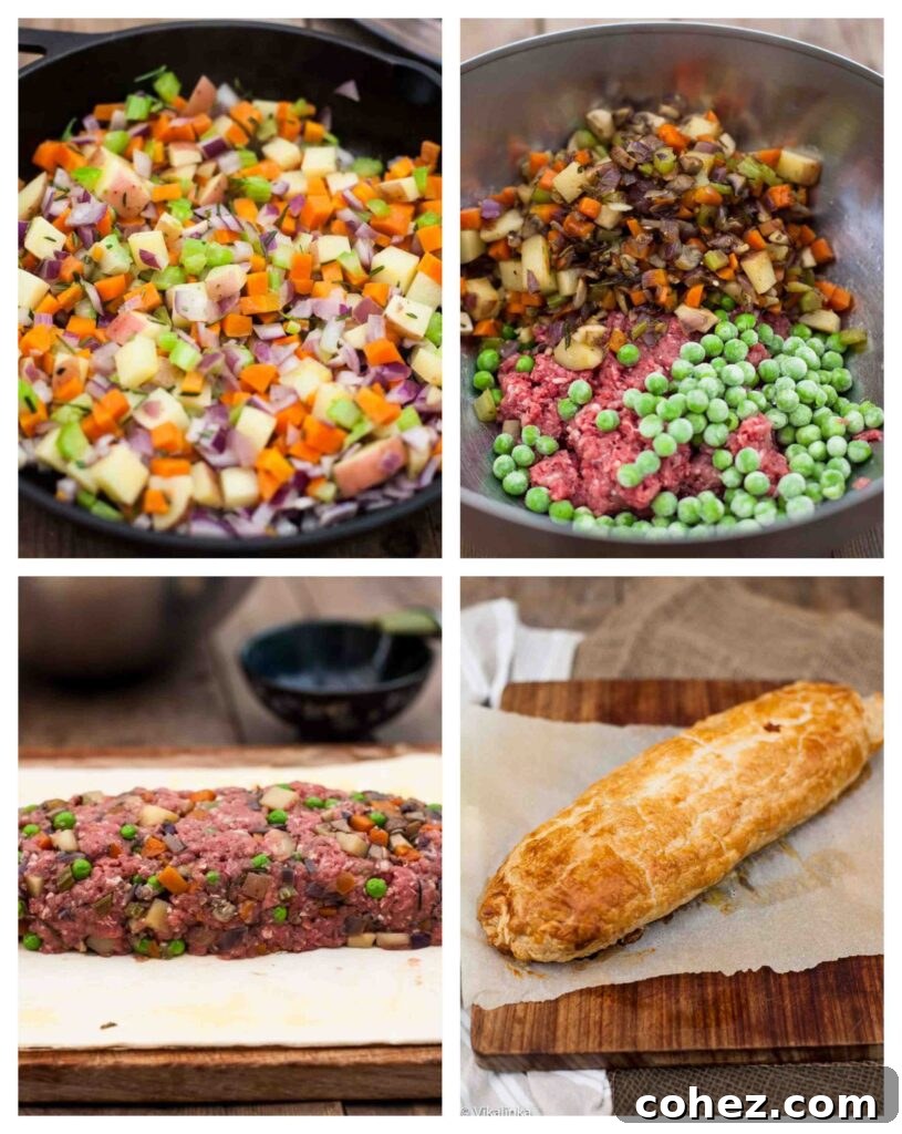 four process shots showing preparation and assembly