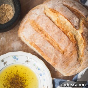 Top down view of bread and dip