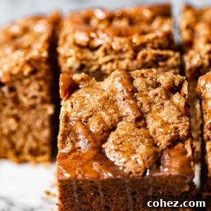 Close up of apple cake slice