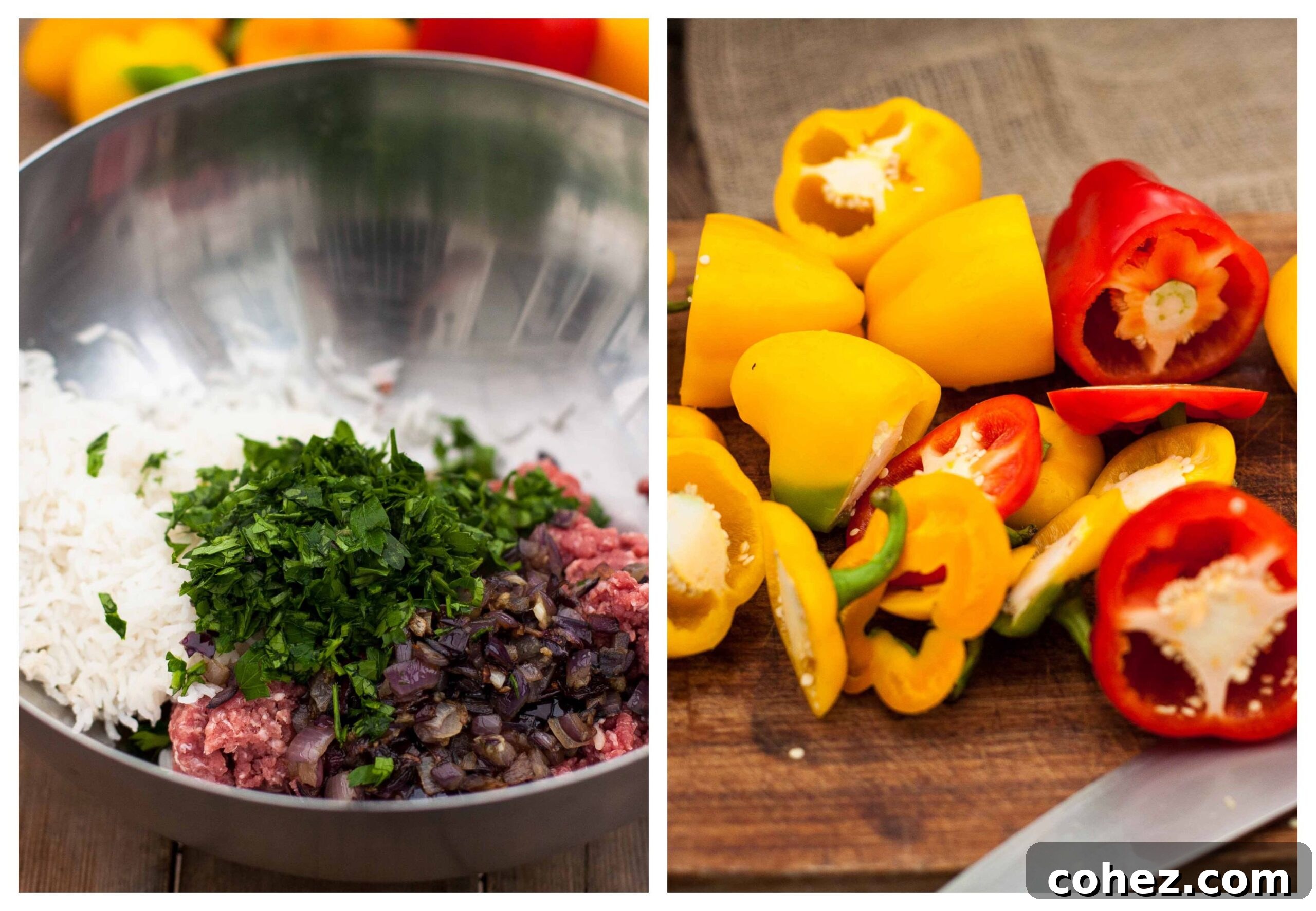 Smoky Paprika-Infused Stuffed Bell Peppers 4 stuffed peppers process images