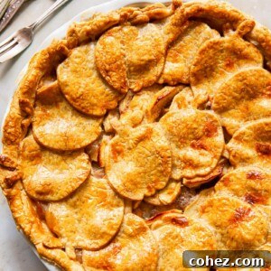top down view of apple pie