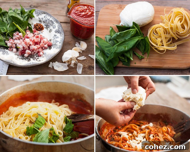 pancetta pasta process images