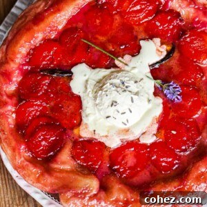 top down view of plum tarte tatin