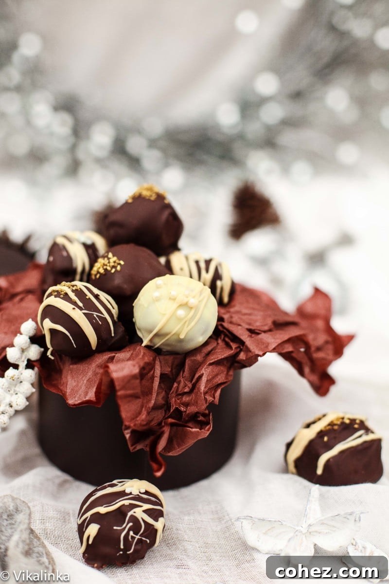 Close-up of luxurious Baileys Truffles nestled in a brown bowl, ready to be enjoyed.
