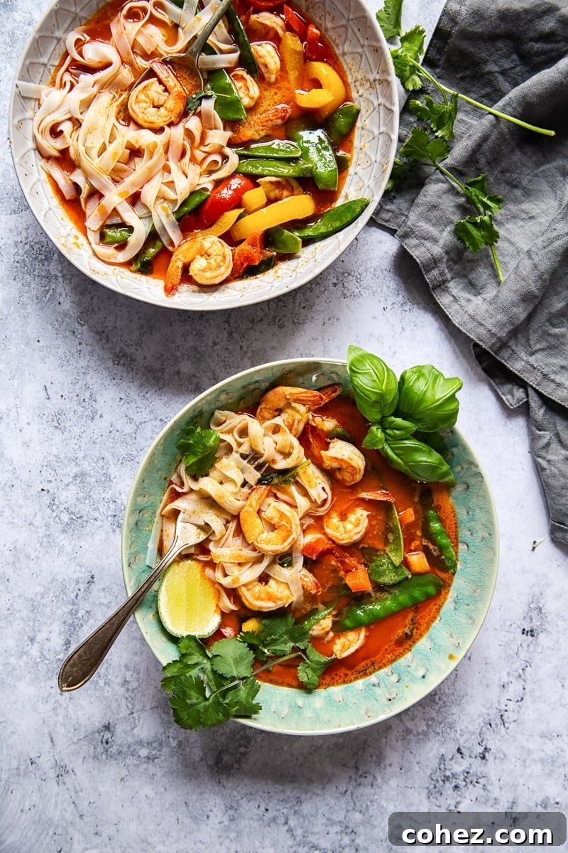 Thai Red Curry with Prawns and Snow Peas #ThaiCurry #ThaiRedCurry #ThaiShrimpCurry