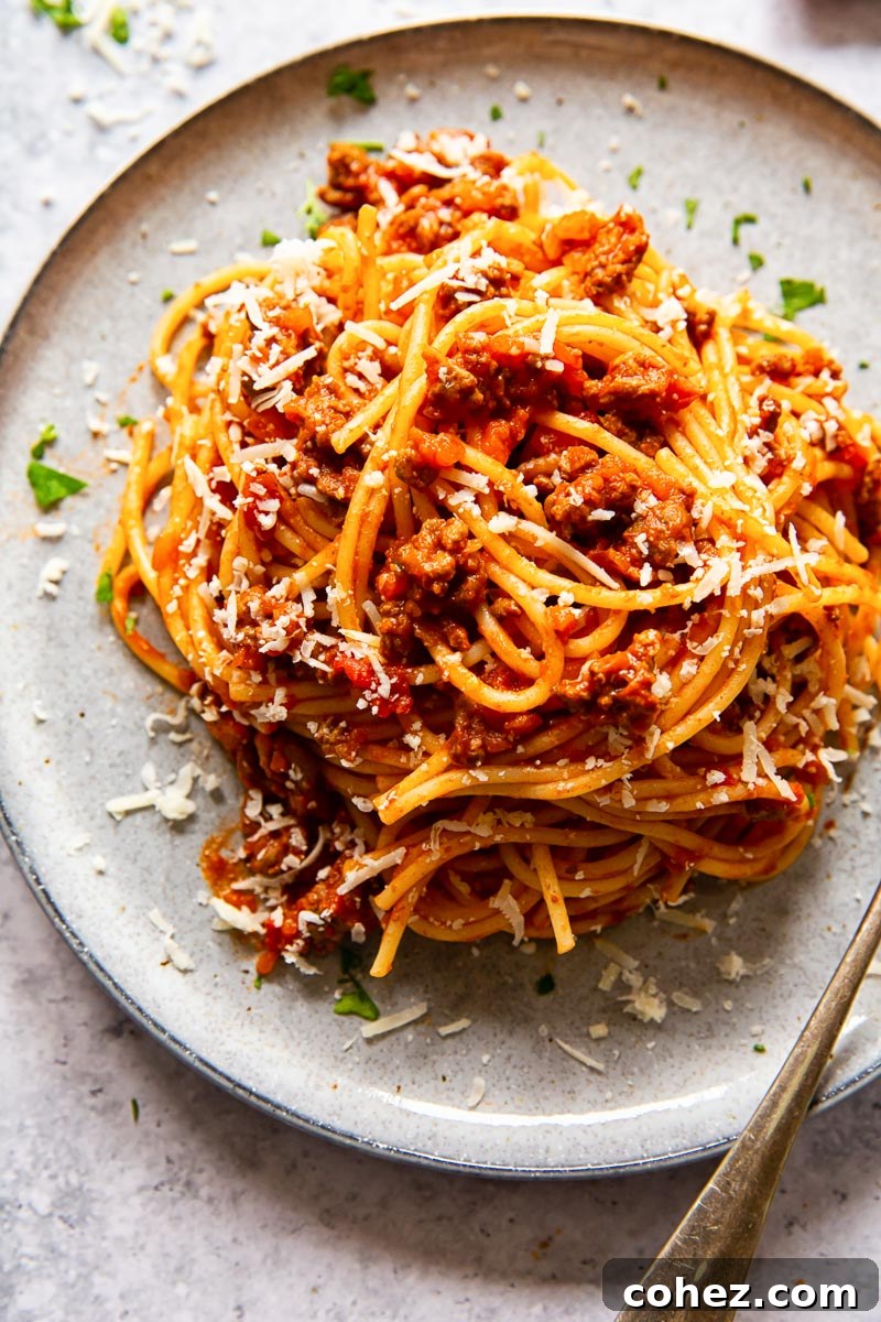 spaghetti with tomato meat sauce