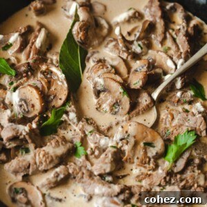 Beef Stroganoff with mushrooms