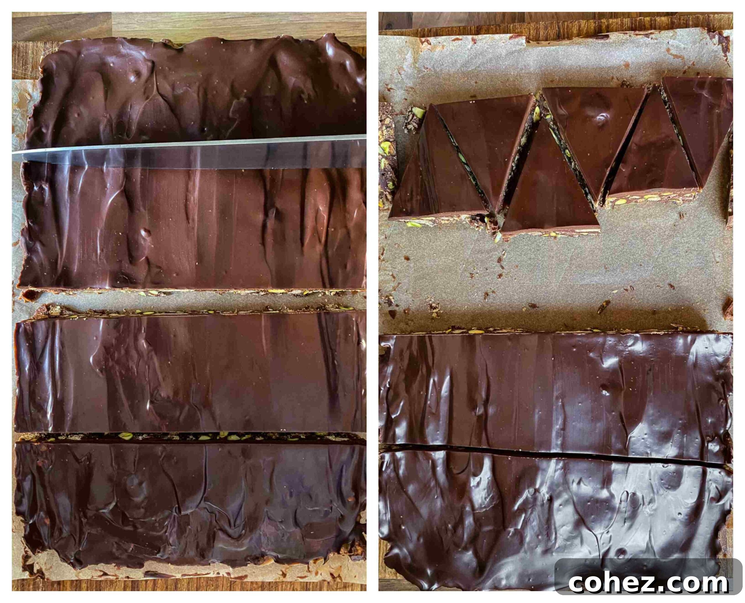 No-Bake Bliss Bars 6 Image showing fridge cake being cut into festive shapes