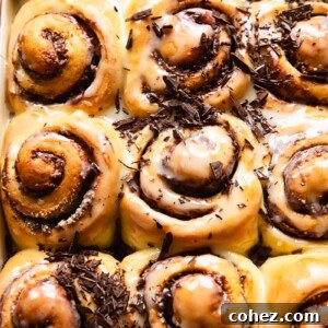 Decadent Nutella Chocolate Swirls with Vanilla Bean Drizzle 2 nutella rolls sprinkled with chopped chocolate