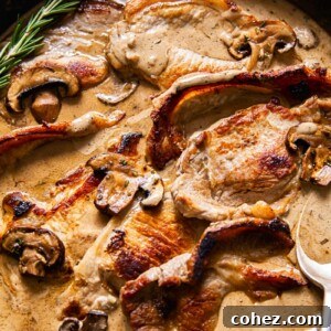 boneless pork chops in creamy mushroom sauce