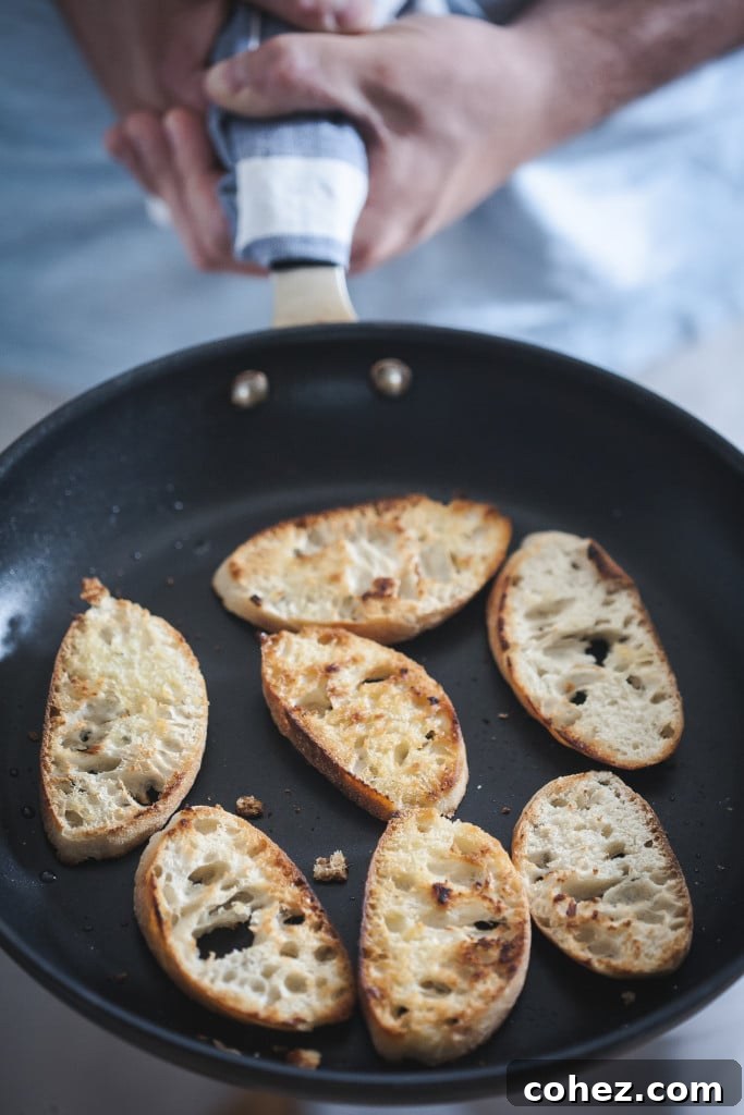 Frying pan with bread slices