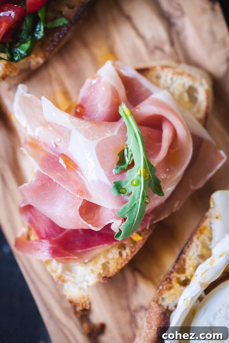 crostini topped with prosciutto
