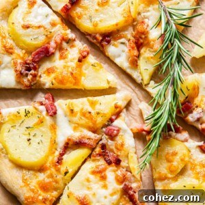 top down view of potato pizza