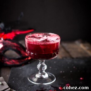 red berry cocktail, on dark grey background
