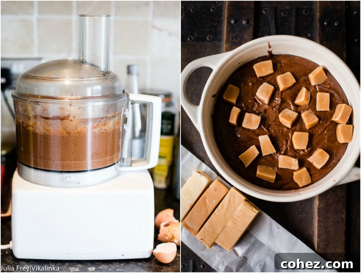 process shot showing fudge batter