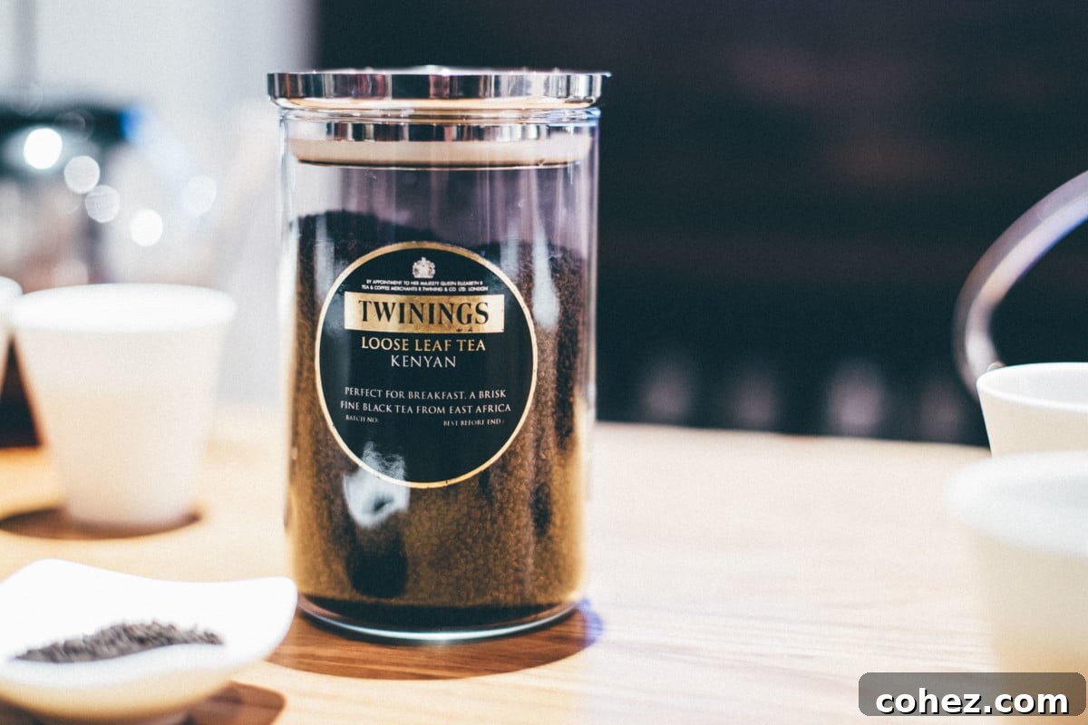 Close-up of tea leaves and tasting cups at Twinings