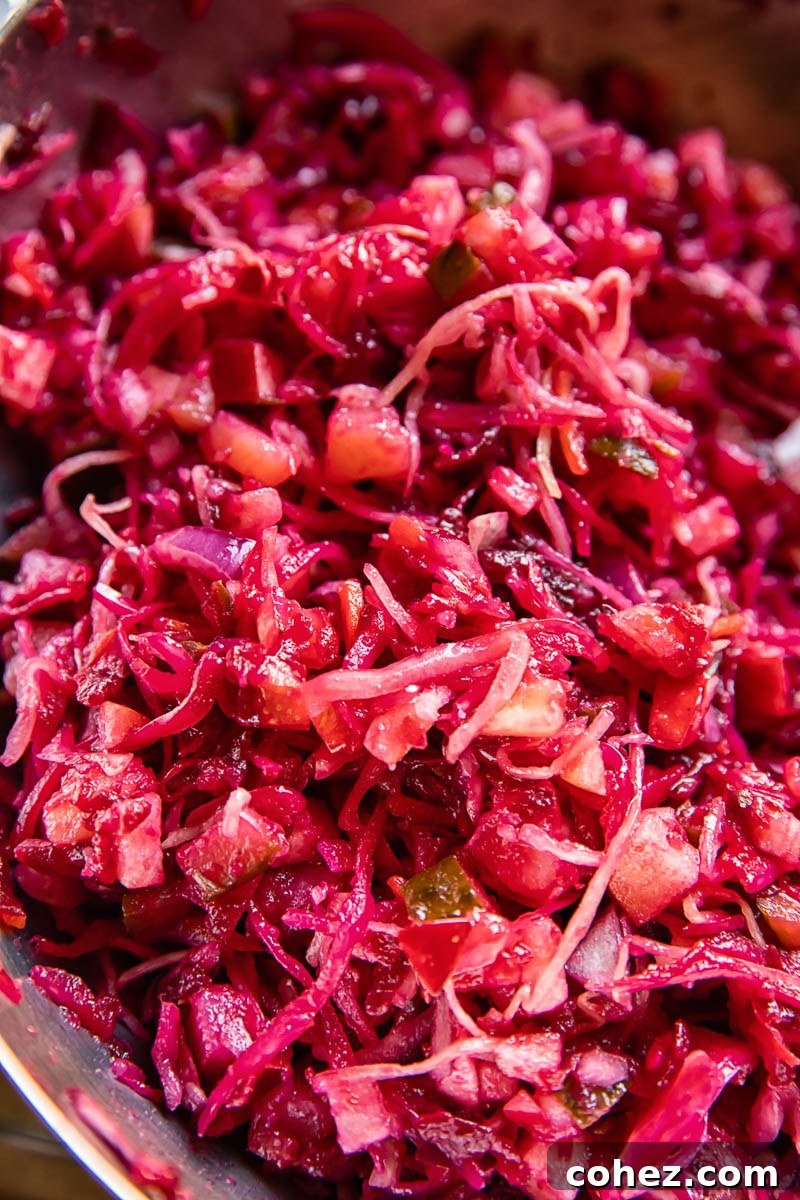 A beautifully presented bowl of Russian Vinegret salad, garnished and ready to serve, showcasing its rich colors.