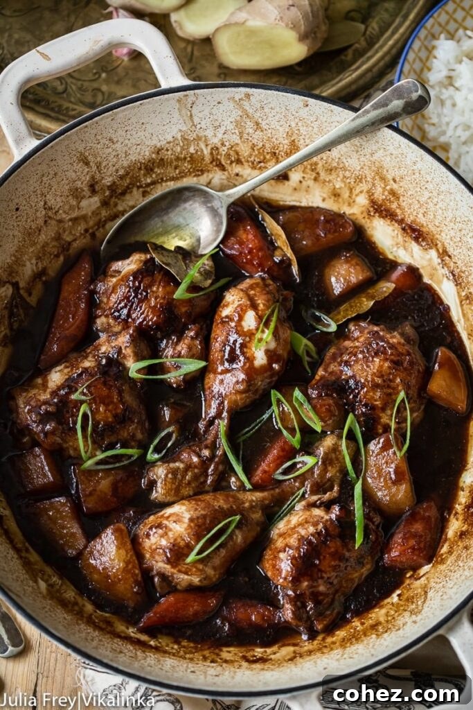Filipino Chicken Adobo in pan