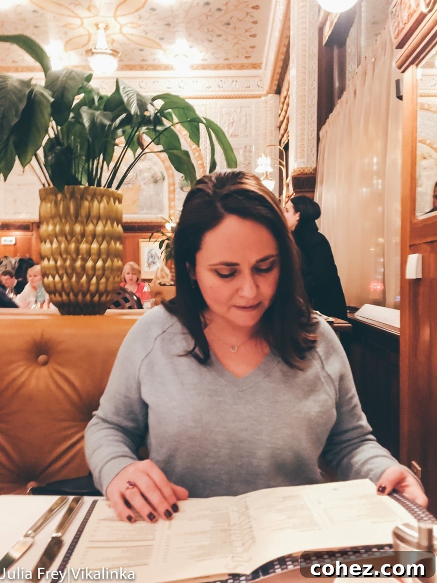 Elegant interior of a Prague restaurant, suggesting a higher-end dining experience