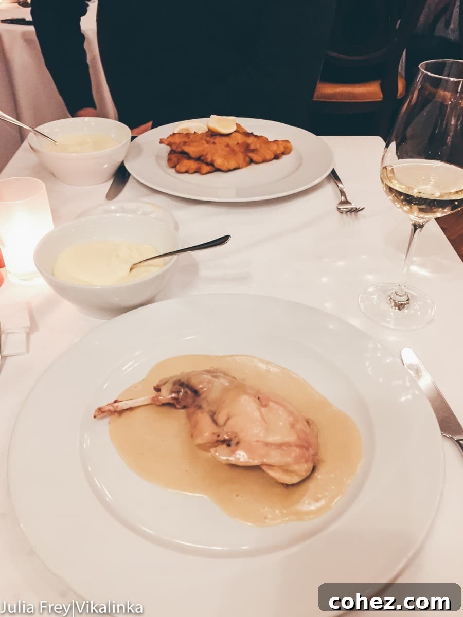 Close-up of a delectable Veal Schnitzel dish at Art Deco Imperial Hotel