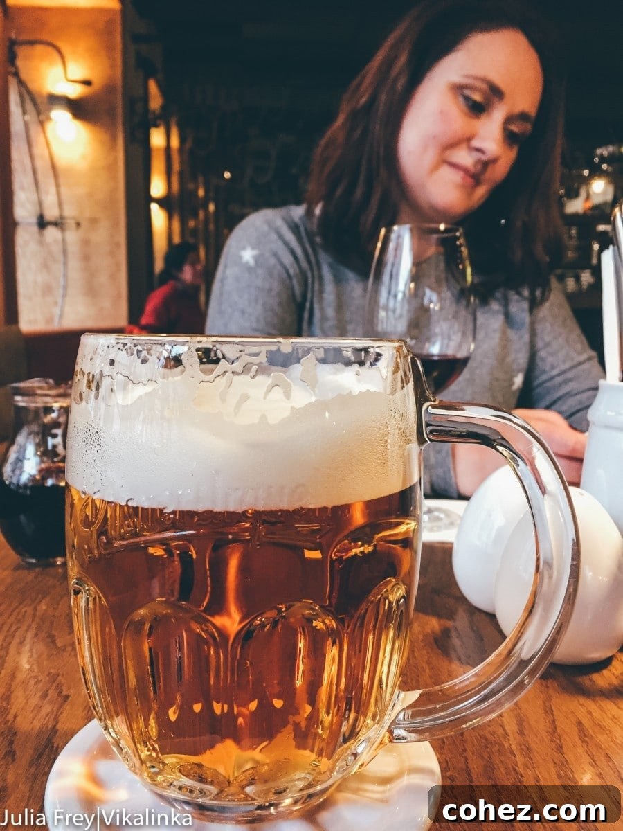 Interior of a cozy, traditional Czech pub, inviting for a relaxed meal
