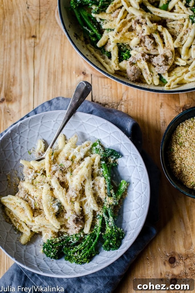 Sausage and Broccoli Pasta with Herb and Garlic Breadcrumbs