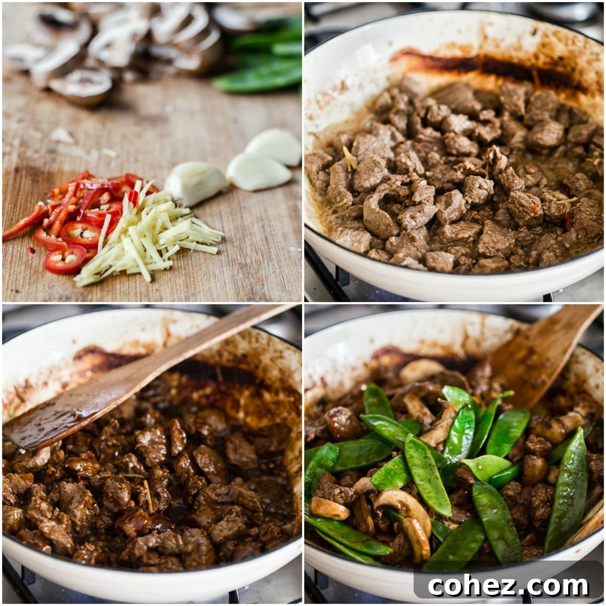 beef stir fry process images