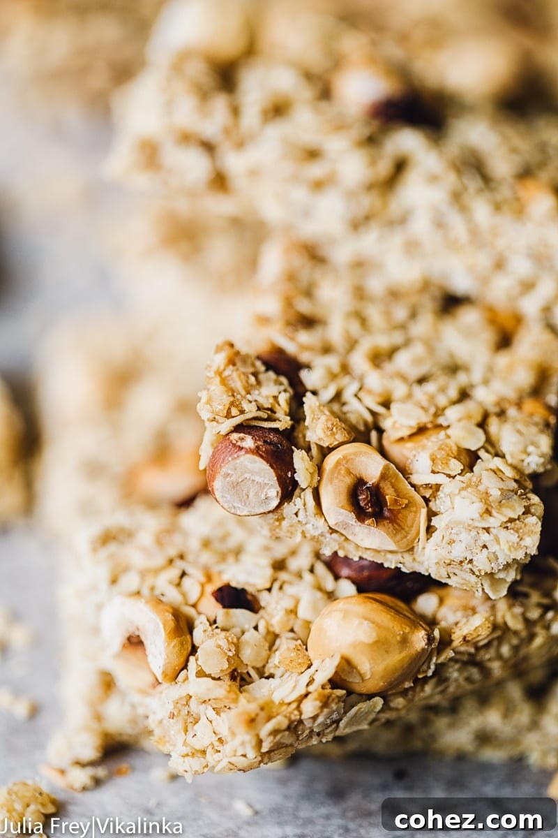 Golden Manuka Granola Bars 6 Close-up image displaying a rich mixture of nuts and grains, ready for baking