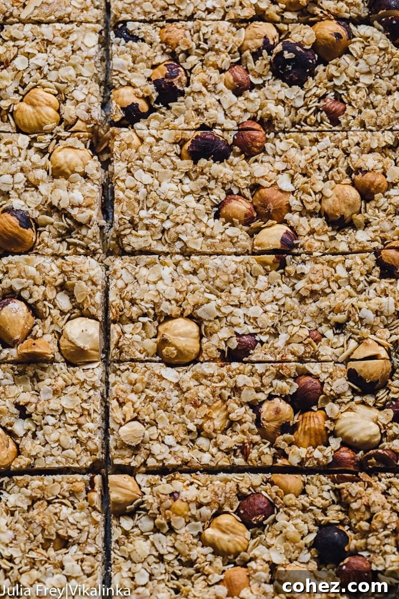 Golden Manuka Granola Bars 8 Top-down view of Manuka honey and oats granola bars cut into perfect squares