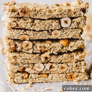 Stack of granola bars on parchment paper