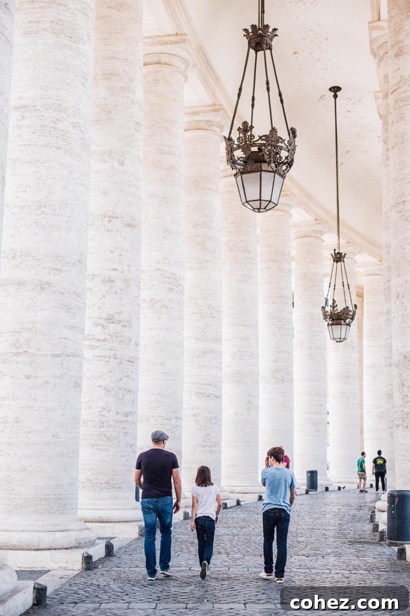 Colonnade at St Peter's Basilica - Architectural Details of Vatican City