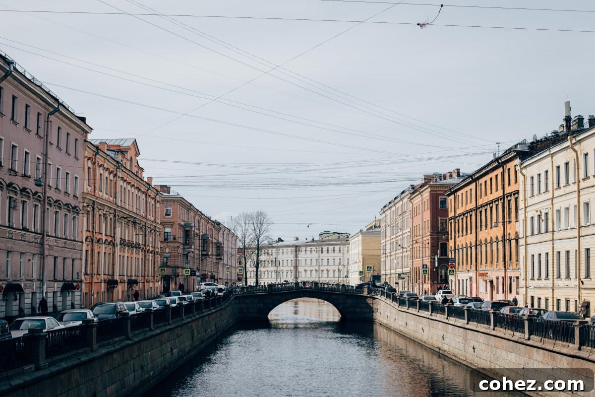 Charming canal bridge in Saint Petersburg, often called the Venice of the North