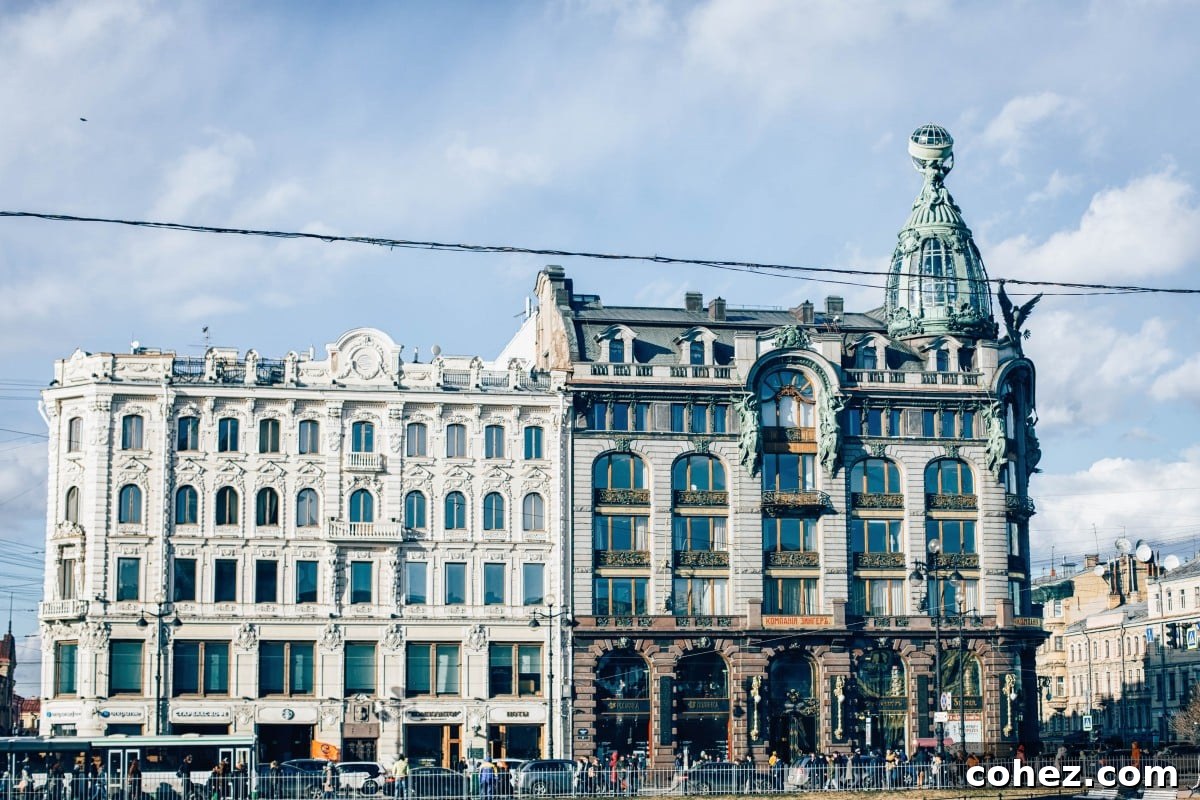 Bustling Nevsky Prospekt, the main avenue of Saint Petersburg